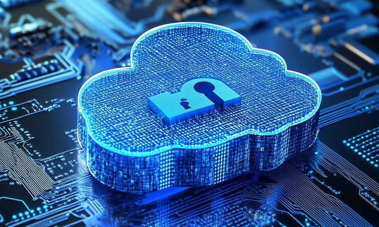 digital 3d cloud with folder icon in it